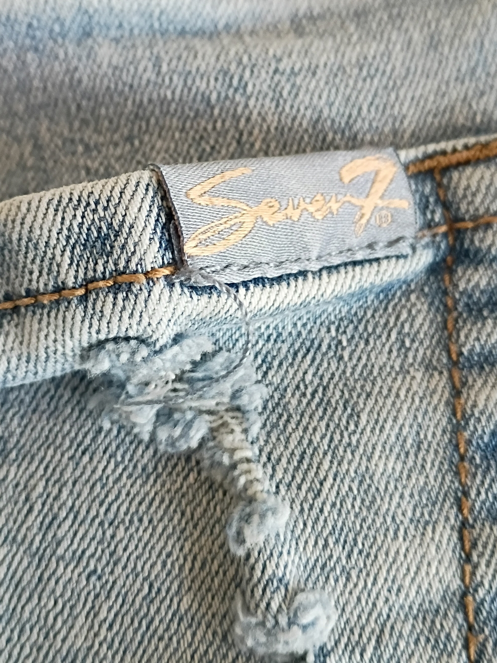 Seven7 Distressed Light Blue Denim Shorts with Branded Tab Size 14. 2 Pair Beach